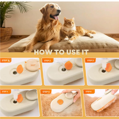 4 in 1 Cat Steam Brush for Shedding for Dog and Cat,