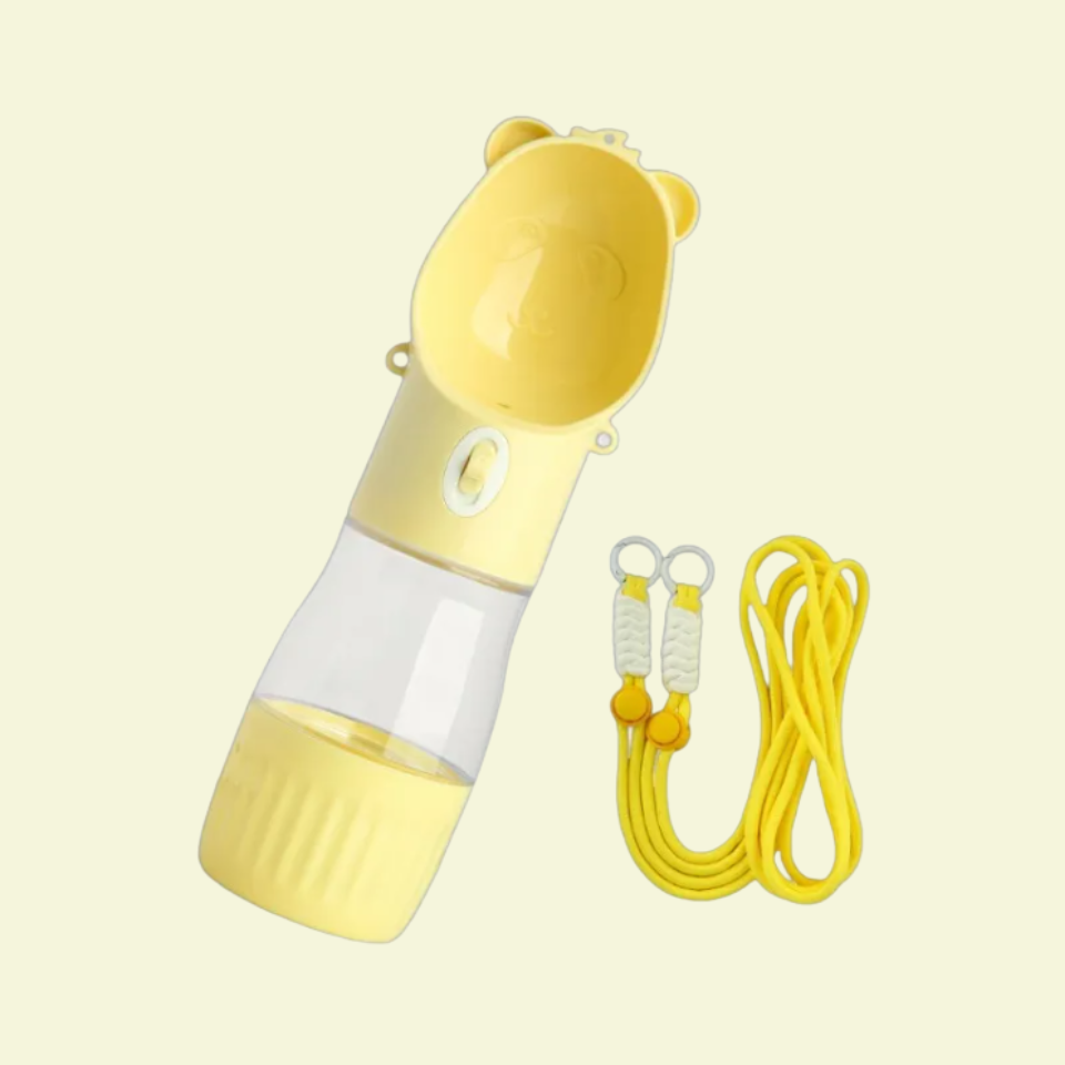Dog Water Bottle with Food Container & Poop Bag Holder