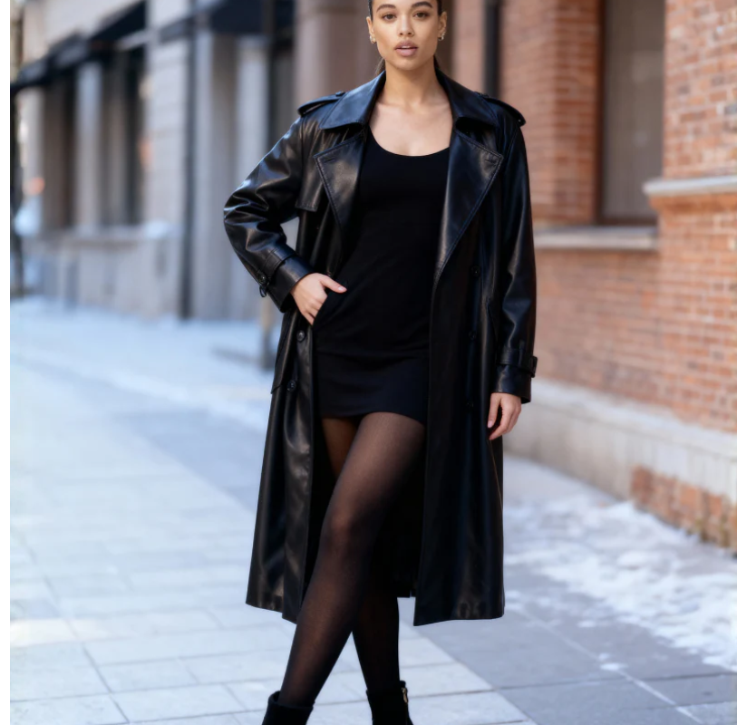 Black Fake Translucent Tights - 2 Pack Ultra Comfy Faux Sheer Pantyhose, Semi Opaque