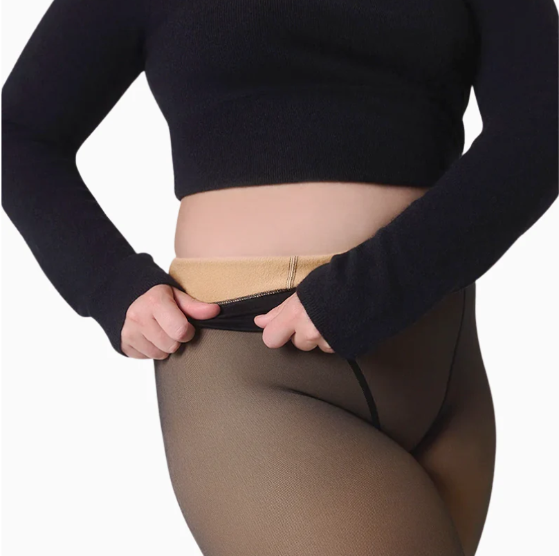 Black Fake Translucent Tights - 2 Pack Ultra Comfy Faux Sheer Pantyhose, Semi Opaque